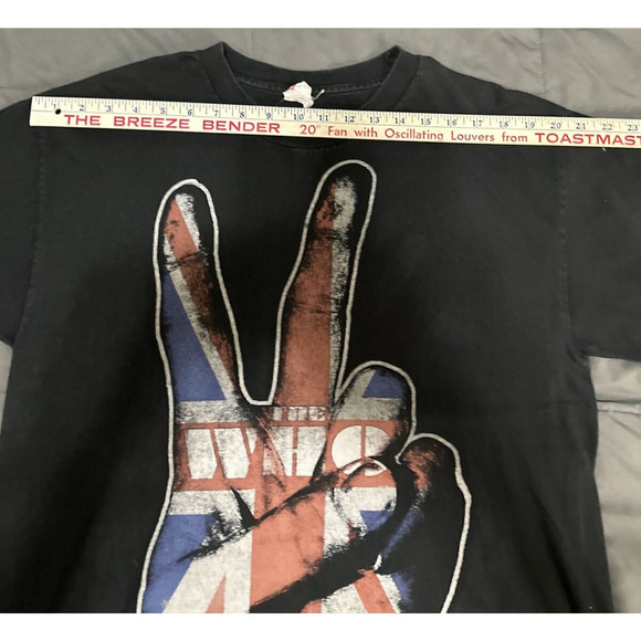 Vintage The Who Shirt Adult Peace Sign Union Jack Flag Black Crew Neck Large - Picture 9 of 11